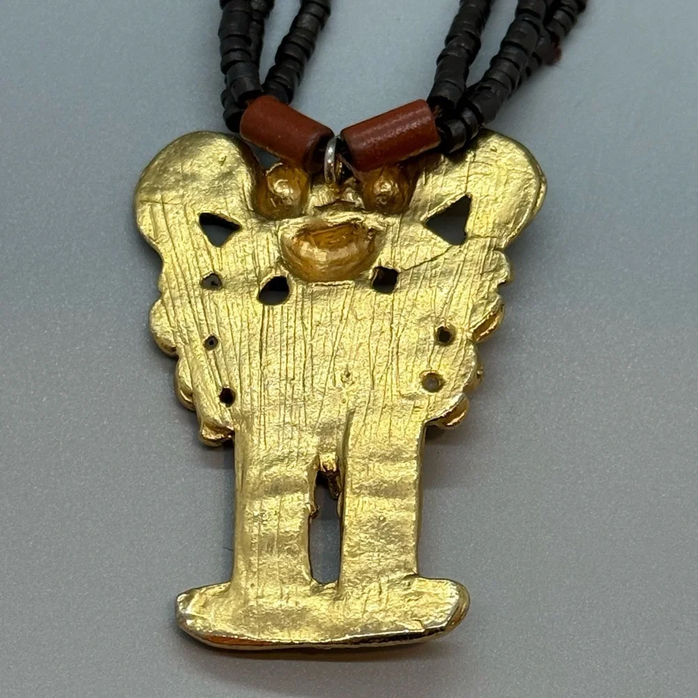 Pre-Columbian Inspired Gold Pendant Necklace – Fertility Deity Design